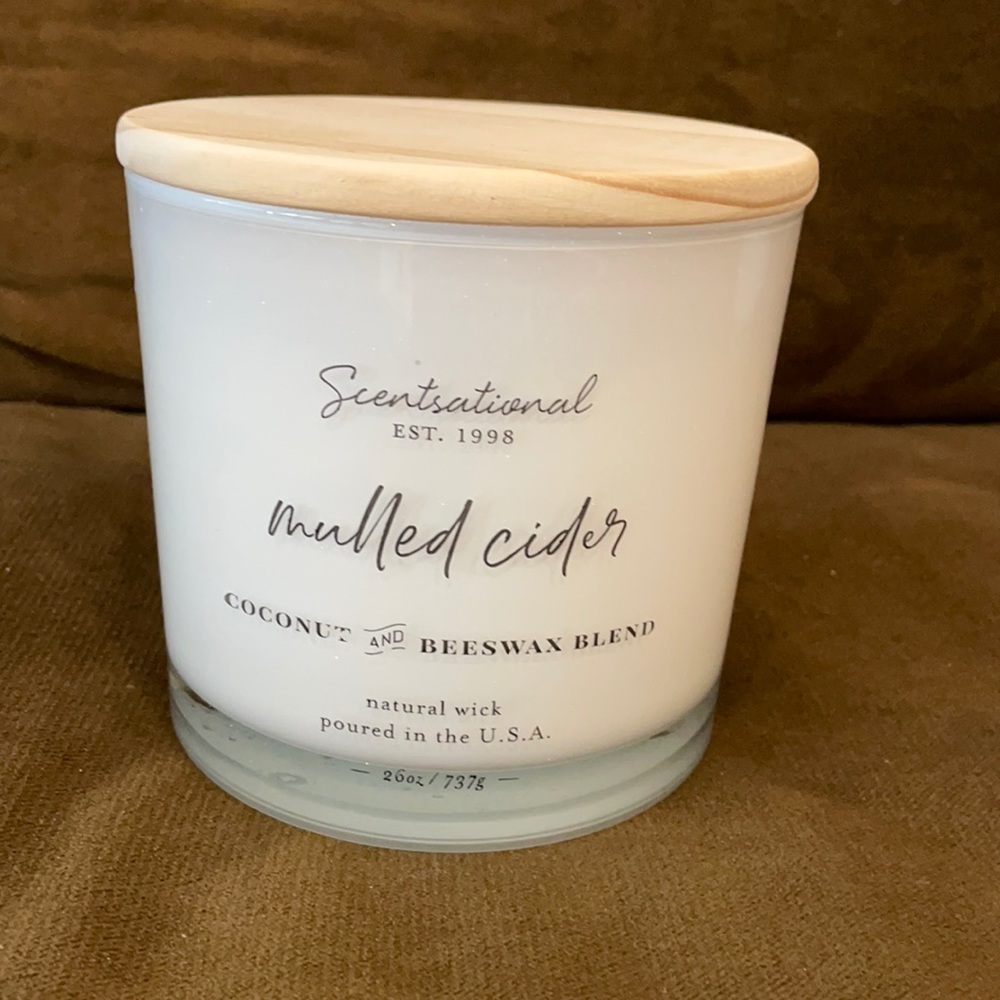 Scentsational Mulled Cider Candle Large Glass Jar 26oz 3 Wicks